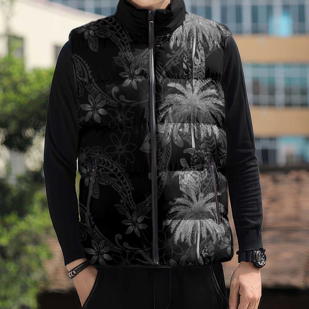 Hawaiian Honu And Surfboards Sleeveless Puffer Jacket Silver Style - Polynesian Pride