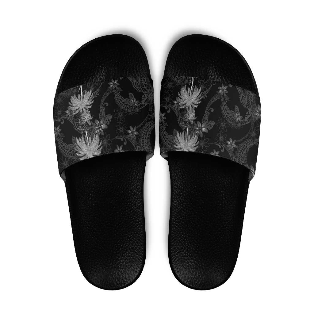 Hawaiian Honu And Surfboards Slide Sandals Silver Style - Polynesian Pride