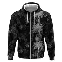 Hawaiian Honu And Surfboards Zip Hoodie Silver Style LT05 Zip Hoodie Silver - Polynesian Pride