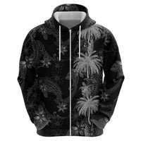 Hawaiian Honu And Surfboards Zip Hoodie Silver Style LT05 - Polynesian Pride