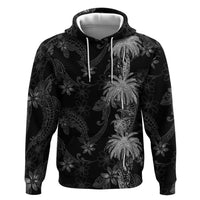 Hawaiian Honu And Surfboards Zip Hoodie Silver Style LT05 Pullover Hoodie Silver - Polynesian Pride