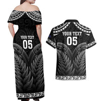 Custom New Zealand Maori Tiki Rugby Couples Matching Off Shoulder Maxi Dress and Hawaiian Shirt Go Aotearoa Maori Pattern LT05 - Polynesian Pride