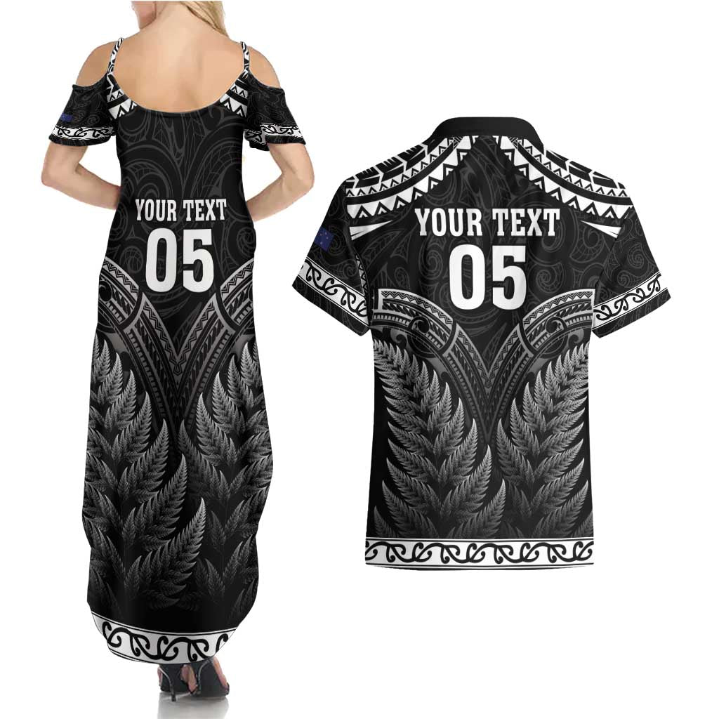 Custom New Zealand Maori Tiki Rugby Couples Matching Summer Maxi Dress and Hawaiian Shirt Go Aotearoa Maori Pattern LT05 - Polynesian Pride