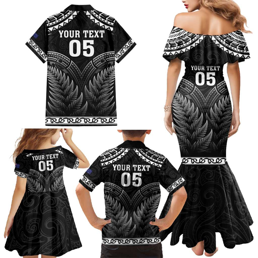 Custom New Zealand Maori Tiki Rugby Family Matching Mermaid Dress and Hawaiian Shirt Go Aotearoa Maori Pattern LT05 - Polynesian Pride