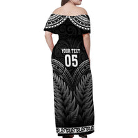 Custom New Zealand Maori Tiki Rugby Family Matching Off Shoulder Maxi Dress and Hawaiian Shirt Go Aotearoa Maori Pattern LT05 - Polynesian Pride
