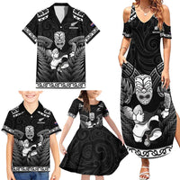 Custom New Zealand Maori Tiki Rugby Family Matching Summer Maxi Dress and Hawaiian Shirt Go Aotearoa Maori Pattern LT05 - Polynesian Pride