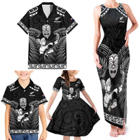 Custom New Zealand Maori Tiki Rugby Family Matching Tank Maxi Dress and Hawaiian Shirt Go Aotearoa Maori Pattern LT05 - Polynesian Pride