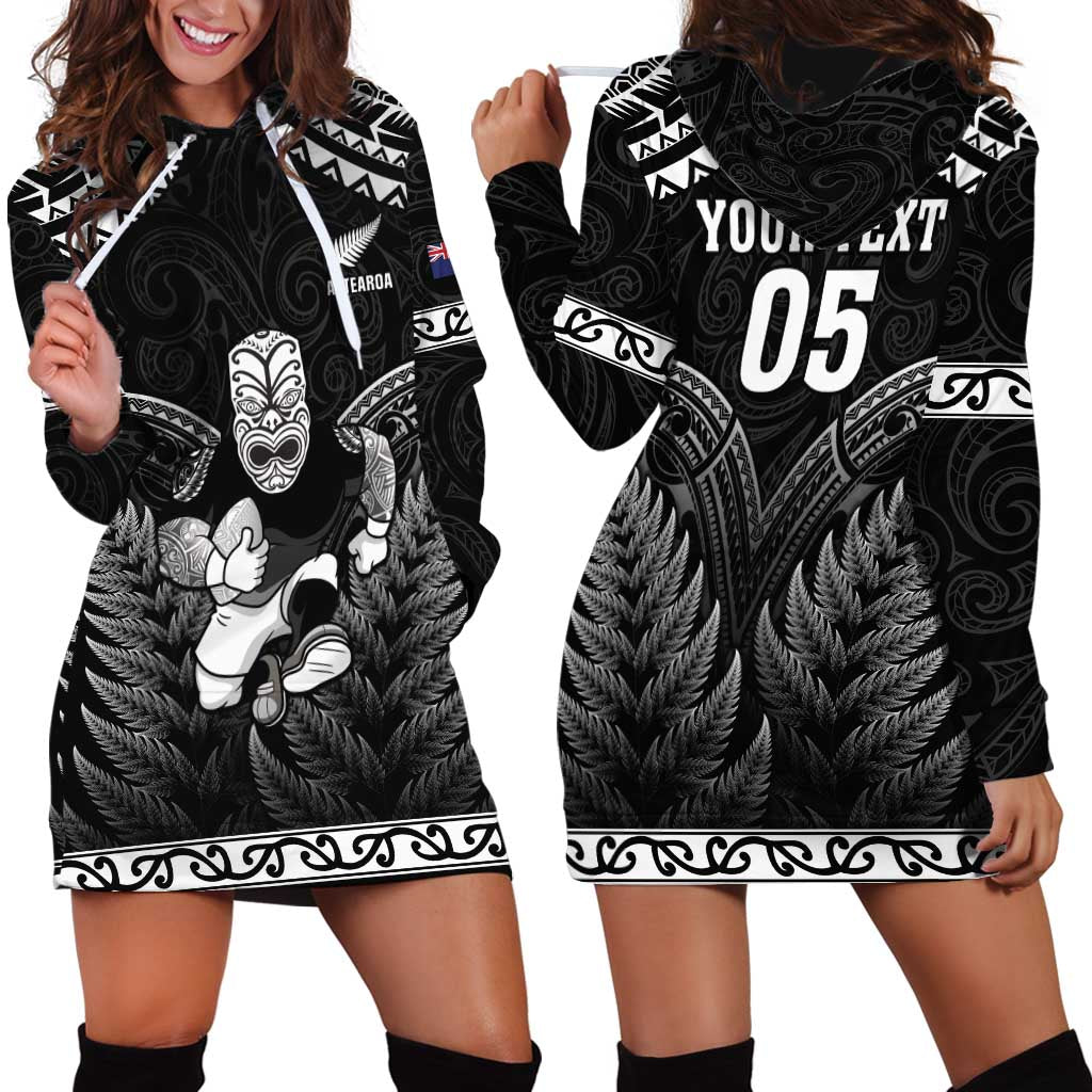 Custom New Zealand Maori Tiki Rugby Hoodie Dress Go Aotearoa Maori Pattern LT05 - Polynesian Pride
