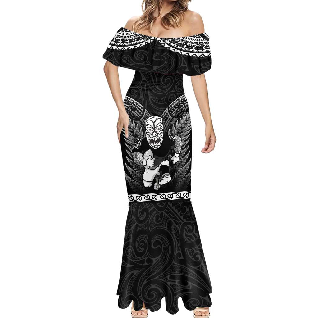Custom New Zealand Maori Tiki Rugby Mermaid Dress Go Aotearoa Maori Pattern LT05 - Polynesian Pride