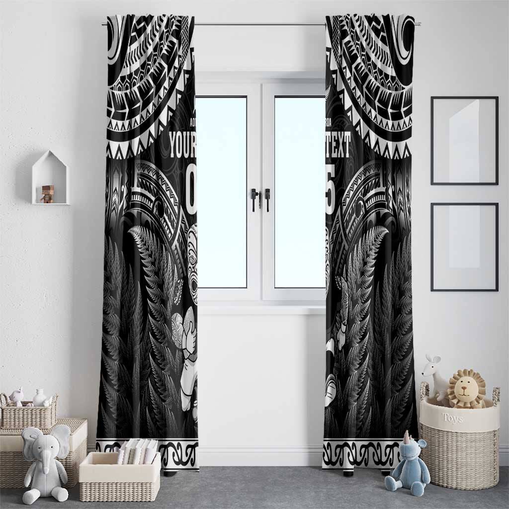 Custom New Zealand Maori Tiki Rugby Window Curtain Go Aotearoa Maori Pattern