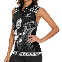 Custom New Zealand Maori Tiki Rugby Women Sleeveless Polo Shirt Go Aotearoa Maori Pattern LT05 - Polynesian Pride