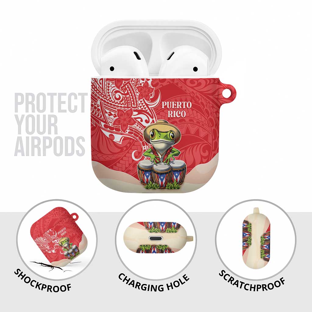 Puerto Rico AirPods Case Coqui Frog With Polynesian Pattern - Polynesian Pride