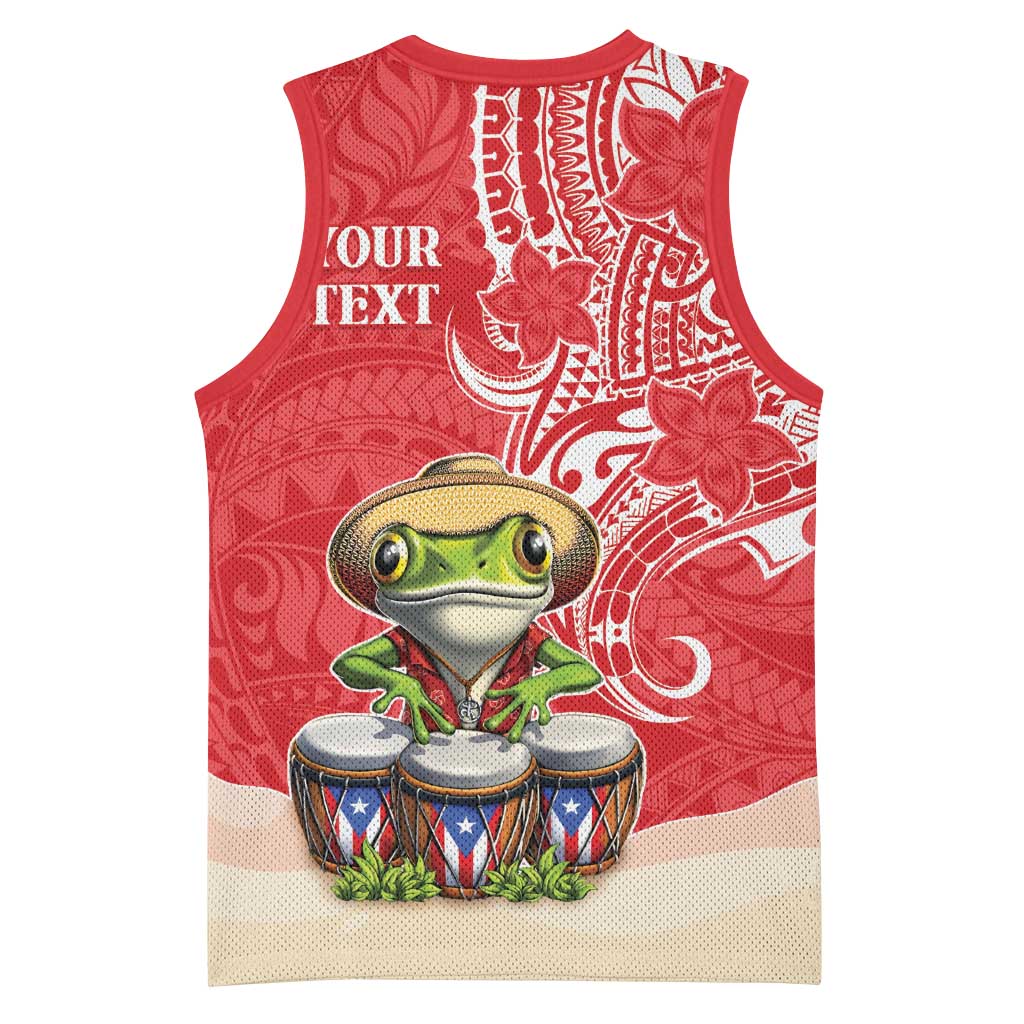 Personalized Puerto Rico Basketball Jersey Coqui Frog With Polynesian Pattern - Polynesian Pride