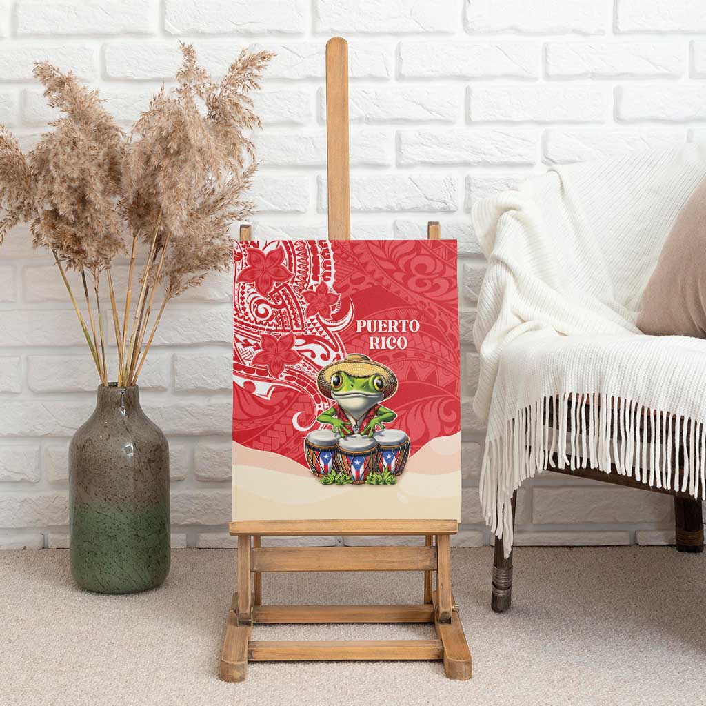 Puerto Rico Canvas Wall Art Coqui Frog With Polynesian Pattern - Polynesian Pride