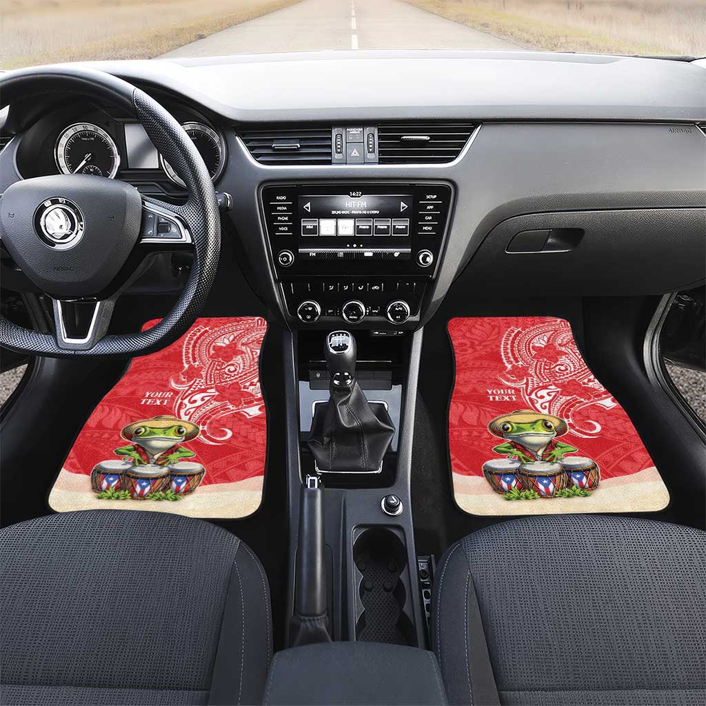 Puerto Rico Car Mats Coqui Frog With Polynesian Pattern - Polynesian Pride