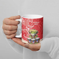 Personalized Puerto Rico Ceramic Mug Coqui Frog With Polynesian Pattern - Polynesian Pride