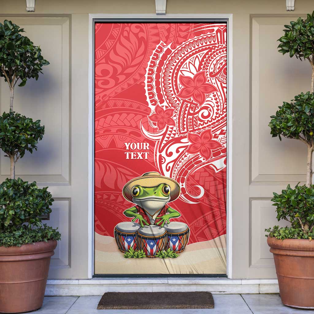 Puerto Rico Door Cover Coqui Frog With Polynesian Pattern LT05 Red - Polynesian Pride