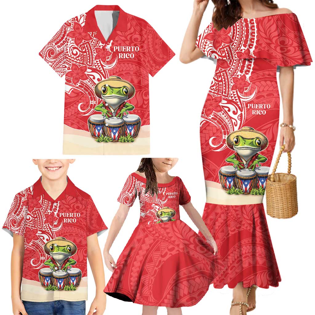 Personalized Puerto Rico Family Matching Mermaid Dress and Hawaiian Shirt Coqui Frog With Polynesian Pattern LT05 - Polynesian Pride