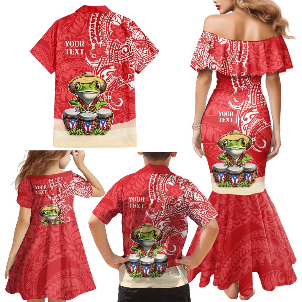 Personalized Puerto Rico Family Matching Mermaid Dress and Hawaiian Shirt Coqui Frog With Polynesian Pattern LT05 - Polynesian Pride