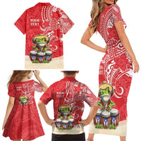Personalized Puerto Rico Family Matching Short Sleeve Bodycon Dress and Hawaiian Shirt Coqui Frog With Polynesian Pattern LT05 - Polynesian Pride