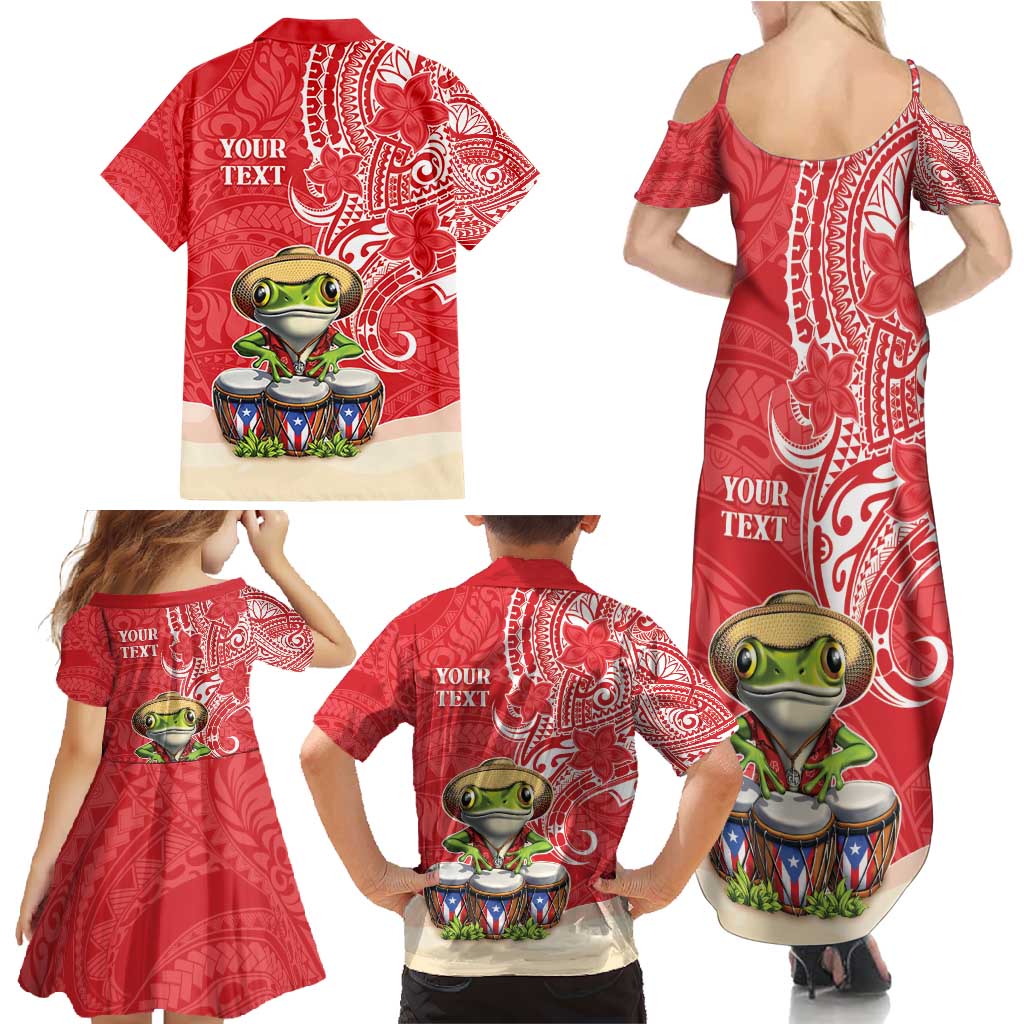 Personalized Puerto Rico Family Matching Summer Maxi Dress and Hawaiian Shirt Coqui Frog With Polynesian Pattern LT05 - Polynesian Pride