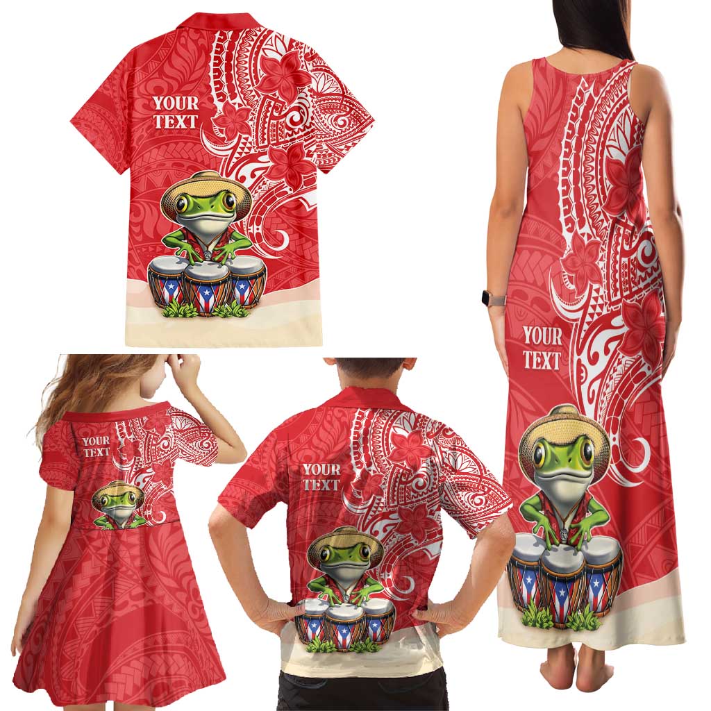 Personalized Puerto Rico Family Matching Tank Maxi Dress and Hawaiian Shirt Coqui Frog With Polynesian Pattern LT05 - Polynesian Pride