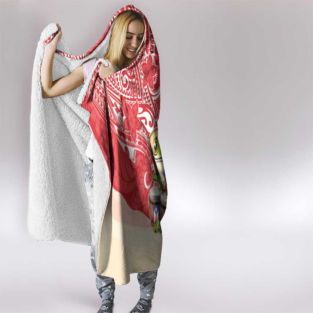 Puerto Rico Hooded Blanket Coqui Frog With Polynesian Pattern - Polynesian Pride