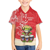 Personalized Puerto Rico Kid Hawaiian Shirt Coqui Frog With Polynesian Pattern LT05 Kid Red - Polynesian Pride