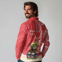 Personalized Puerto Rico Long Sleeve Polo Shirt Coqui Frog With Polynesian Pattern LT05 - Polynesian Pride