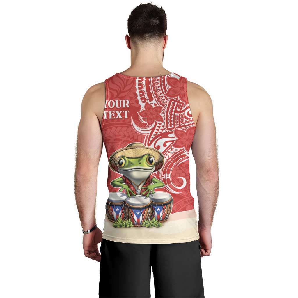 Personalized Puerto Rico Men Tank Top Coqui Frog With Polynesian Pattern - Polynesian Pride