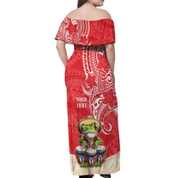 Personalized Puerto Rico Off Shoulder Maxi Dress Coqui Frog With Polynesian Pattern LT05 - Polynesian Pride
