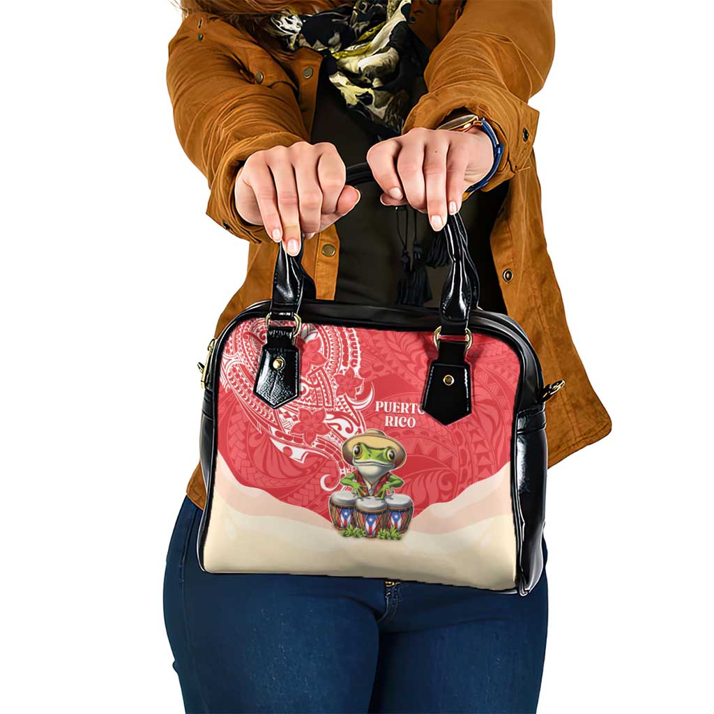 Puerto Rico Shoulder Handbag Coqui Frog With Polynesian Pattern - Polynesian Pride