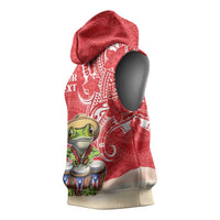 Personalized Puerto Rico Sleeveless Hoodie Coqui Frog With Polynesian Pattern LT05 - Polynesian Pride