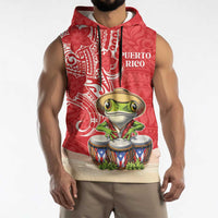 Personalized Puerto Rico Sleeveless Hoodie Coqui Frog With Polynesian Pattern LT05 - Polynesian Pride