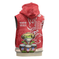 Personalized Puerto Rico Sleeveless Zip Hoodie Coqui Frog With Polynesian Pattern LT05 - Polynesian Pride