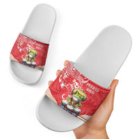 Puerto Rico Slide Sandals Coqui Frog With Polynesian Pattern - Polynesian Pride
