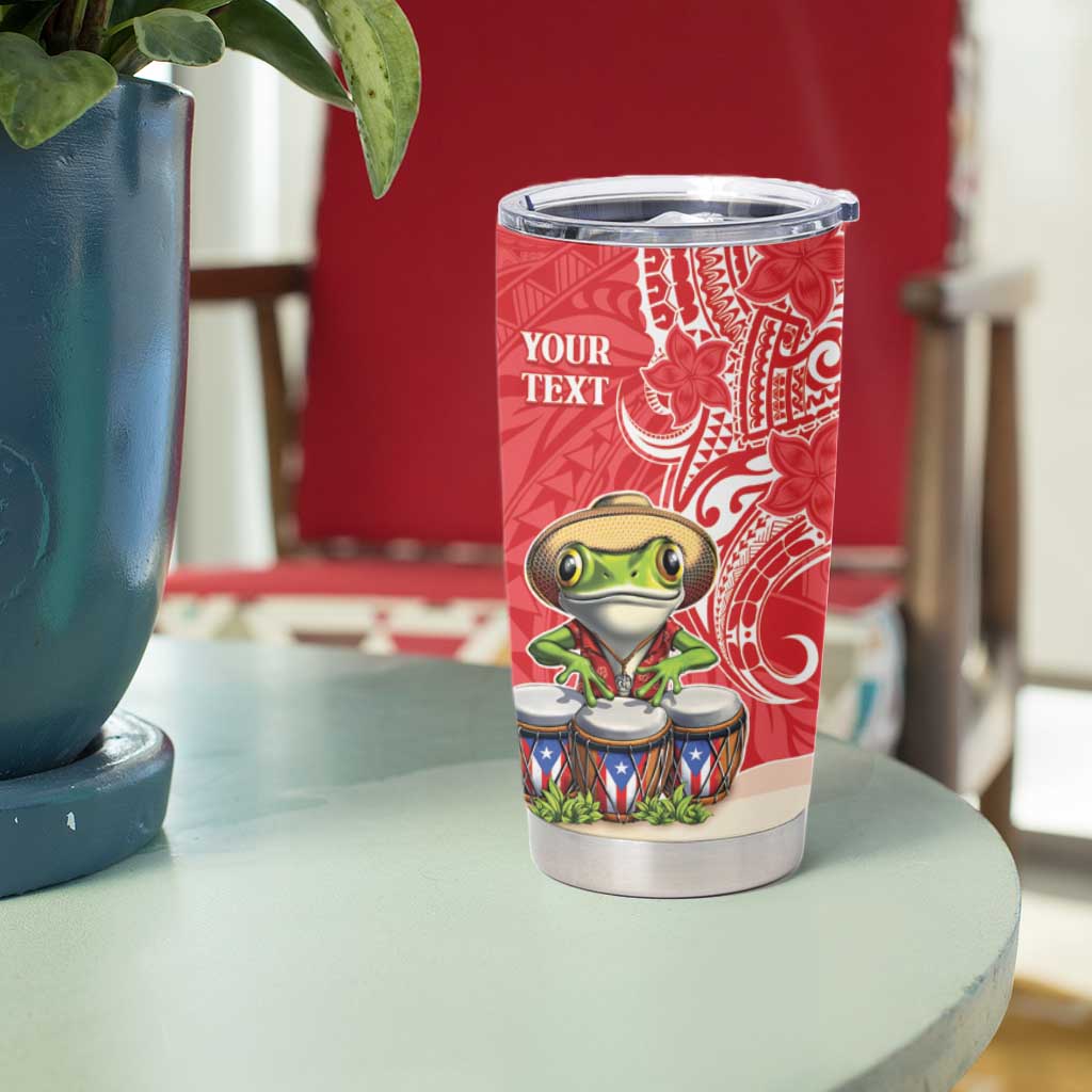 Personalized Puerto Rico Tumbler Cup Coqui Frog With Polynesian Pattern - Polynesian Pride