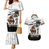 Hawaii Veterans Day Couples Matching Mermaid Dress and Hawaiian Shirt Honor The Fallen Flag Grunge Style LT05 White - Polynesian Pride