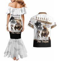 Hawaii Veterans Day Couples Matching Mermaid Dress and Hawaiian Shirt Honor The Fallen Flag Grunge Style LT05 - Polynesian Pride