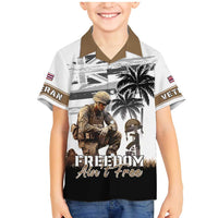 Hawaii Veterans Day Family Matching Mermaid Dress and Hawaiian Shirt Honor The Fallen Flag Grunge Style LT05 Son's Shirt White - Polynesian Pride