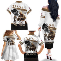 Hawaii Veterans Day Family Matching Off The Shoulder Long Sleeve Dress and Hawaiian Shirt Honor The Fallen Flag Grunge Style LT05 - Polynesian Pride