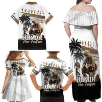 Hawaii Veterans Day Family Matching Off Shoulder Maxi Dress and Hawaiian Shirt Honor The Fallen Flag Grunge Style LT05 - Polynesian Pride