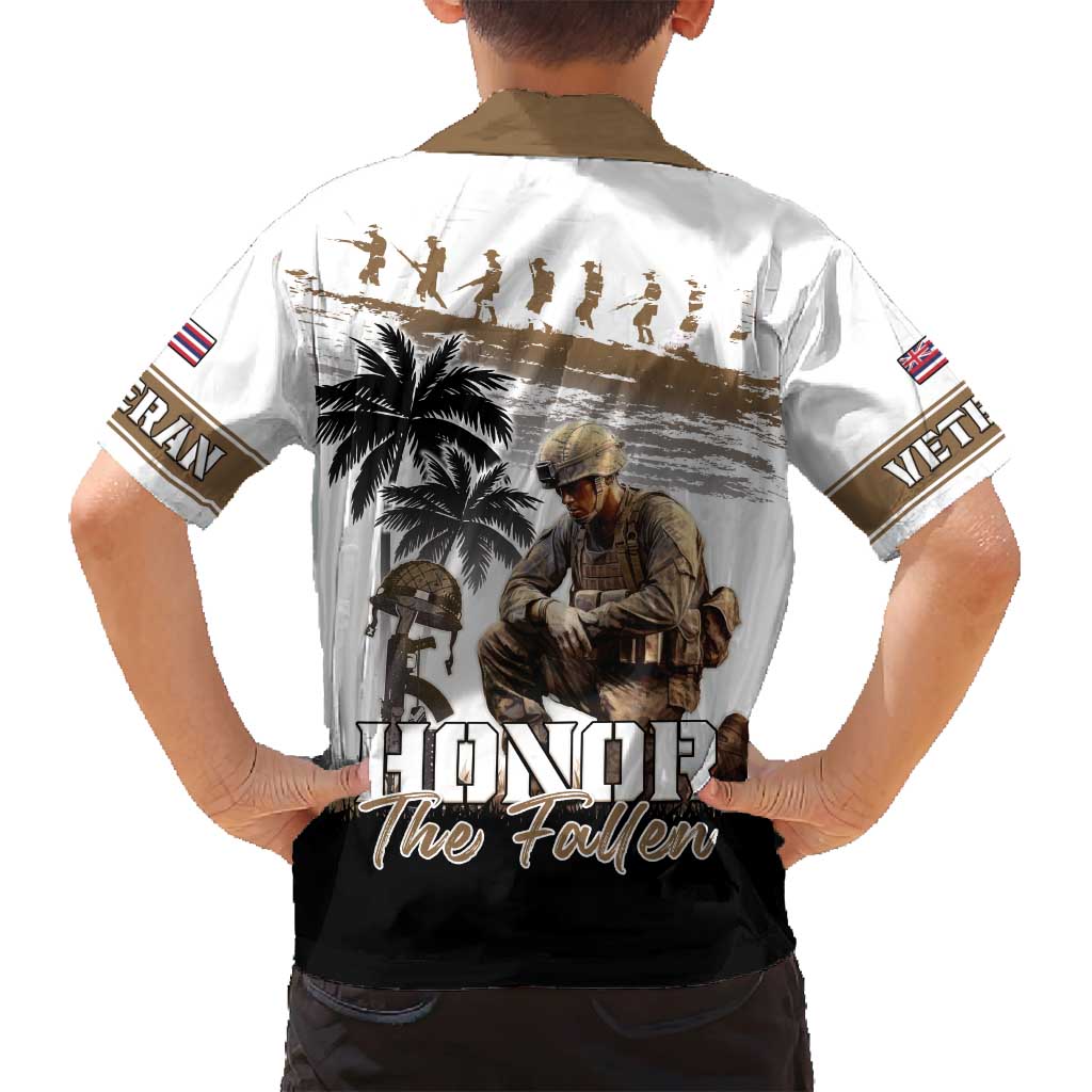 Hawaii Veterans Day Family Matching Puletasi and Hawaiian Shirt Honor The Fallen Flag Grunge Style LT05 - Polynesian Pride