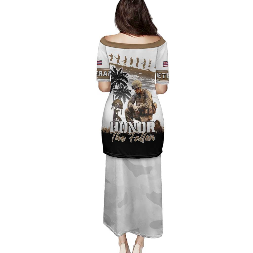 Hawaii Veterans Day Family Matching Puletasi and Hawaiian Shirt Honor The Fallen Flag Grunge Style LT05 - Polynesian Pride