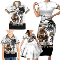 Hawaii Veterans Day Family Matching Short Sleeve Bodycon Dress and Hawaiian Shirt Honor The Fallen Flag Grunge Style