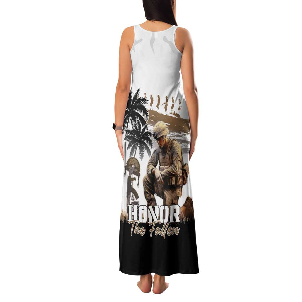 Hawaii Veterans Day Family Matching Tank Maxi Dress and Hawaiian Shirt Honor The Fallen Flag Grunge Style