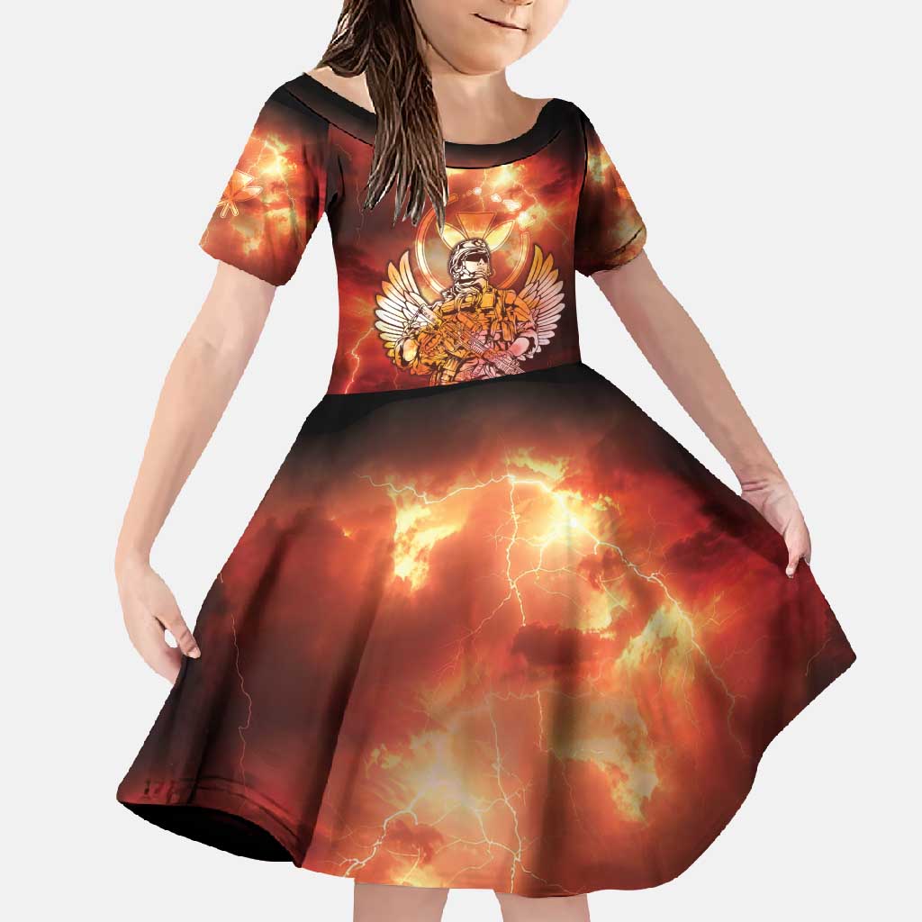 Hawaii Veterans Day Family Matching Mermaid Dress and Hawaiian Shirt May We Never Forget Freedom Isn't Free LT05 Daughter's Dress Red - Polynesian Pride