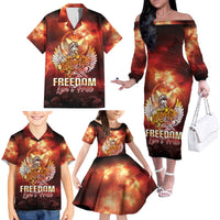 Hawaii Veterans Day Family Matching Off The Shoulder Long Sleeve Dress and Hawaiian Shirt May We Never Forget Freedom Isn't Free LT05 - Polynesian Pride