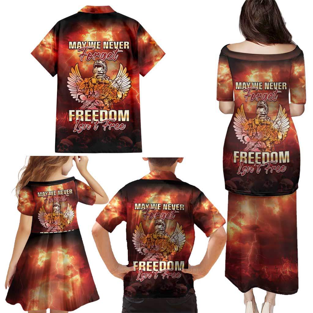 Hawaii Veterans Day Family Matching Puletasi and Hawaiian Shirt May We Never Forget Freedom Isn't Free LT05 - Polynesian Pride