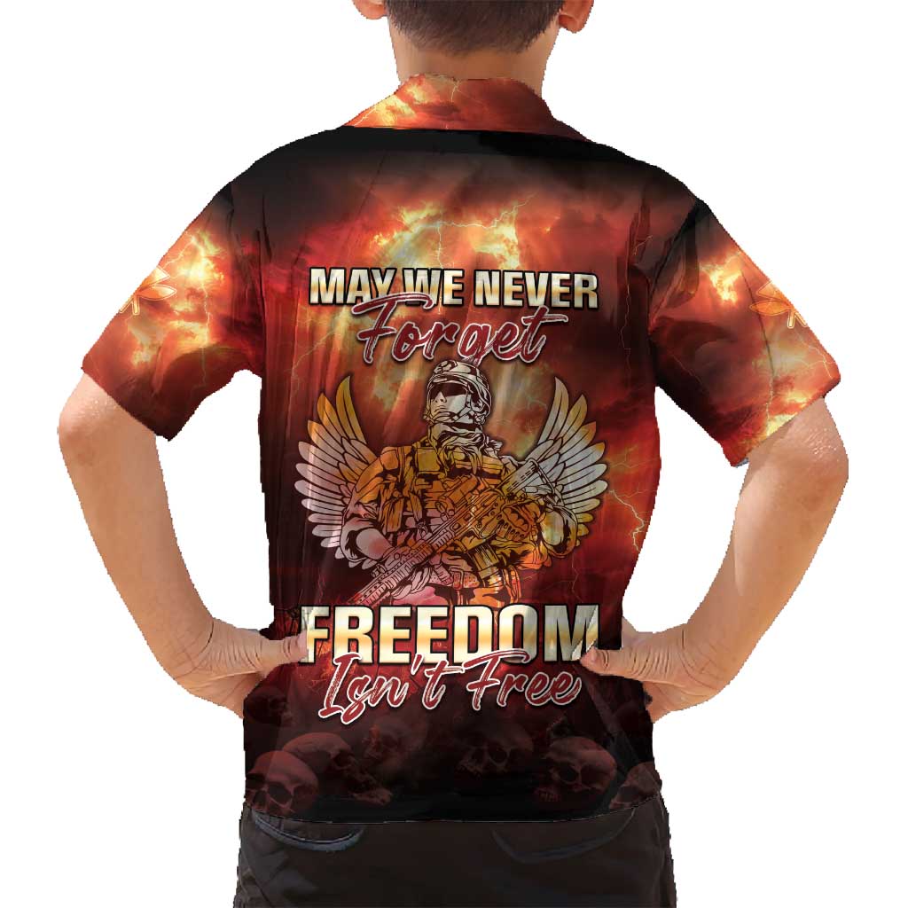 Hawaii Veterans Day Family Matching Tank Maxi Dress and Hawaiian Shirt May We Never Forget Freedom Isn't Free